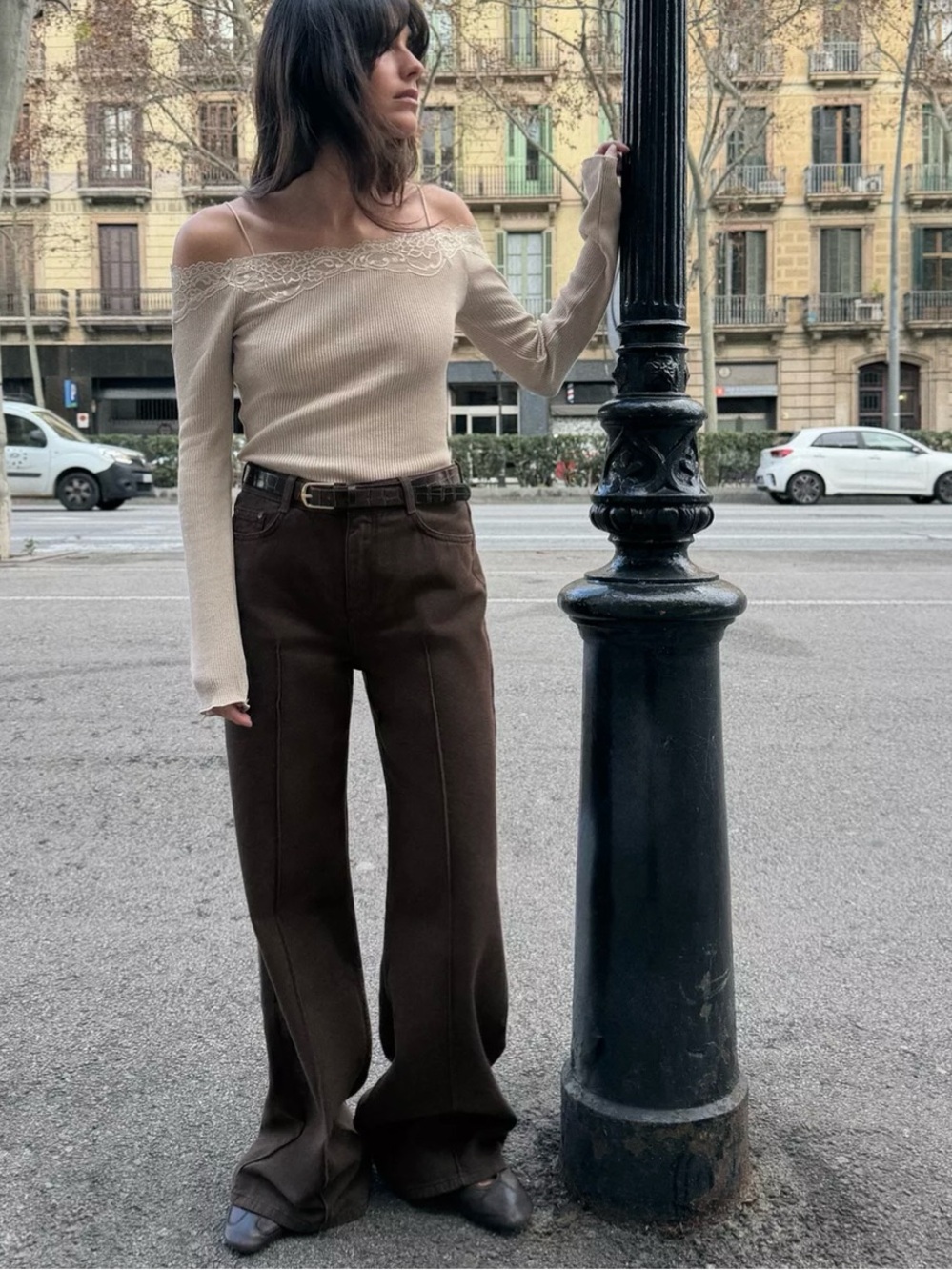 NWT ZARA COMBINED OFF-THE-SHOULDER T-SHIRT